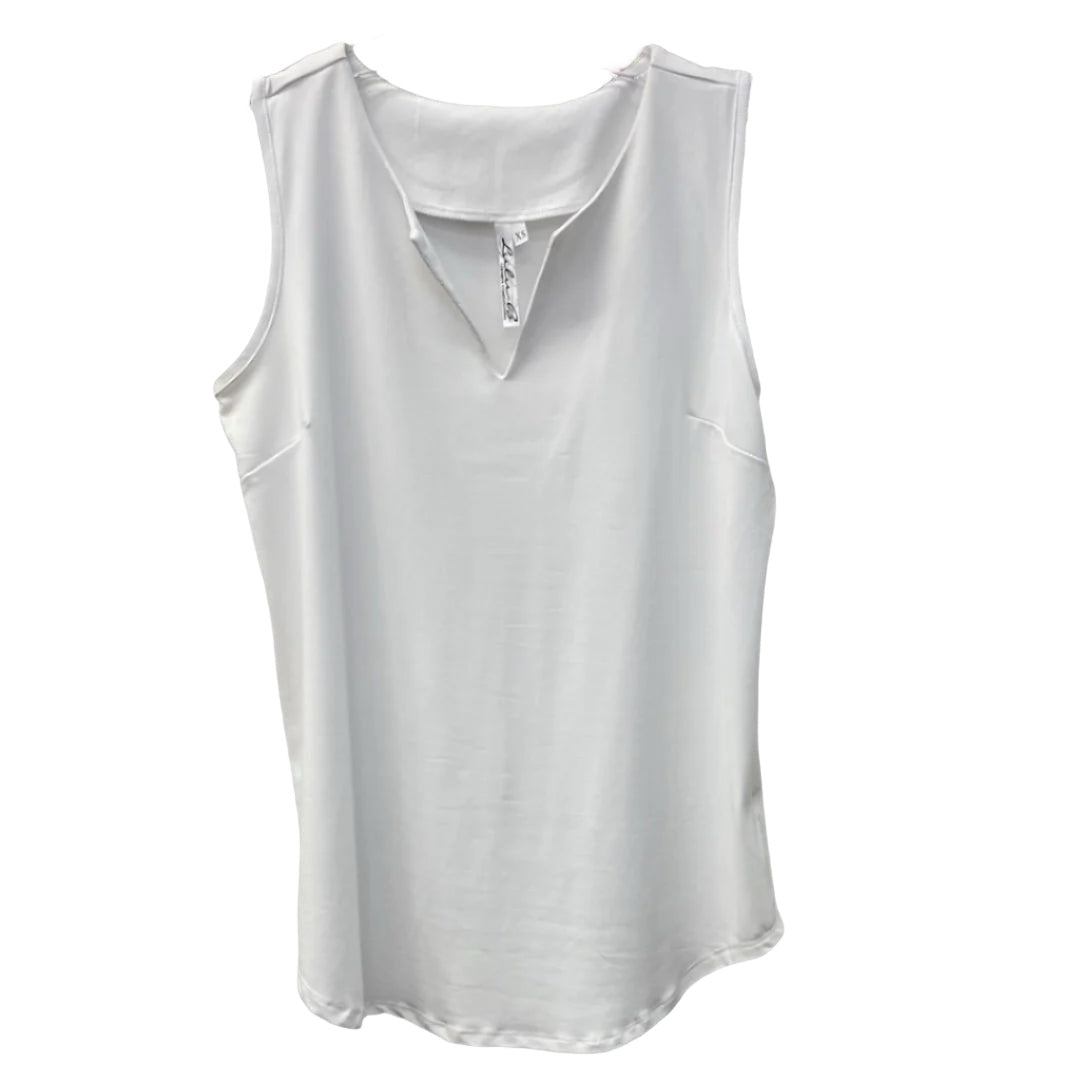 Sleeveless Keyhole Top-White