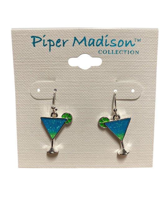 Blue martini earrings