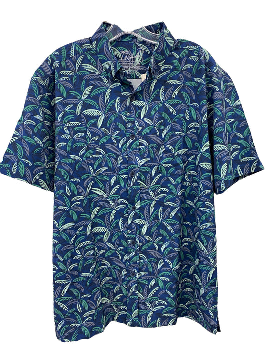 Palm Lines SS Shirt-Navy