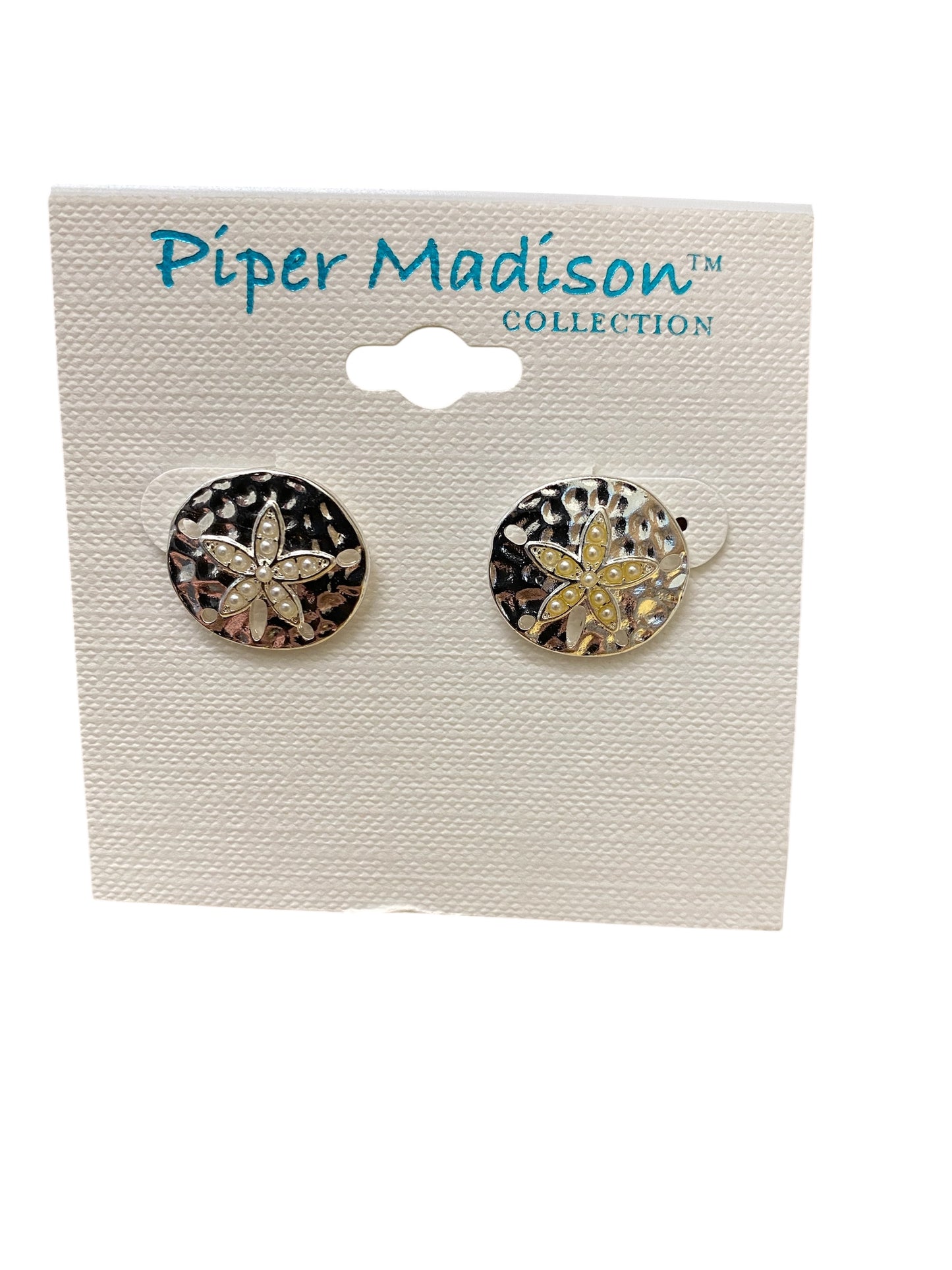 Silver Sand Dollar With Pearl Earrings