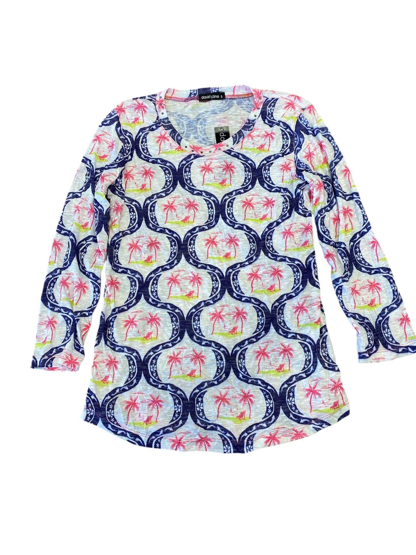 3/4 Sleeve Crew Neck Stones-Preppy