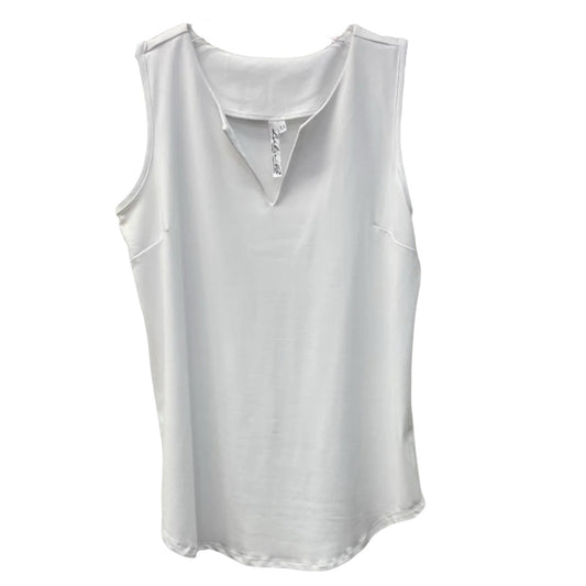 Sleeveless Keyhole Top-White