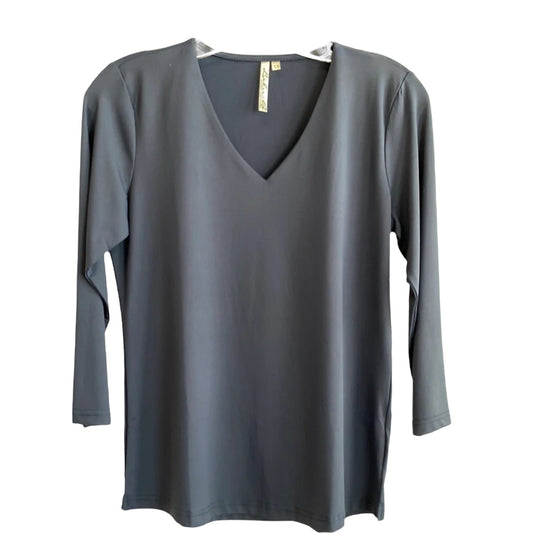 3/4 Sleeve V-Neck Top-Navy