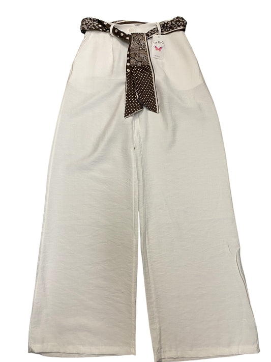 Palazzo Pant With Scarf Belt-White